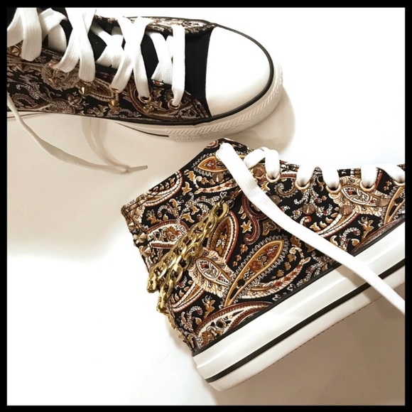 Nasty Gal Shoes - NASTY GAL PAISLEY SNEAKERS W/GOLD CHAINS!